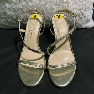 Jessica Simpson Metallic Gold Heels